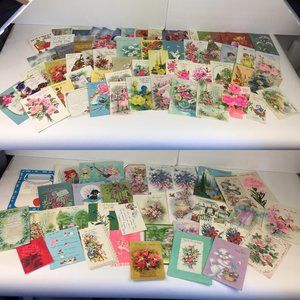 Vtg Lot 93 USED Get Well Greeting Cards Postcards Mix Scrapbooking Art Upcycle